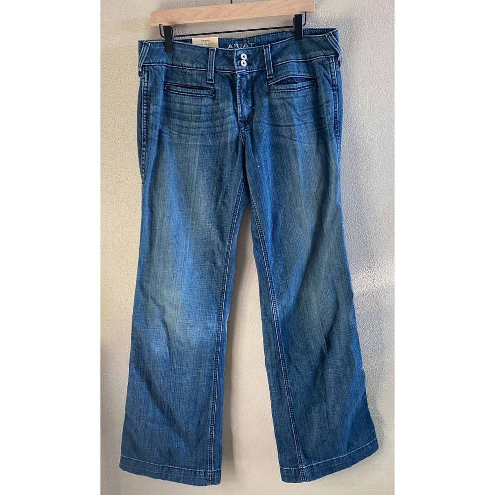 Ariat NWT Women's Sz 31L Ella Wide Leg Trouser Jeans Color Bluebell 10018360